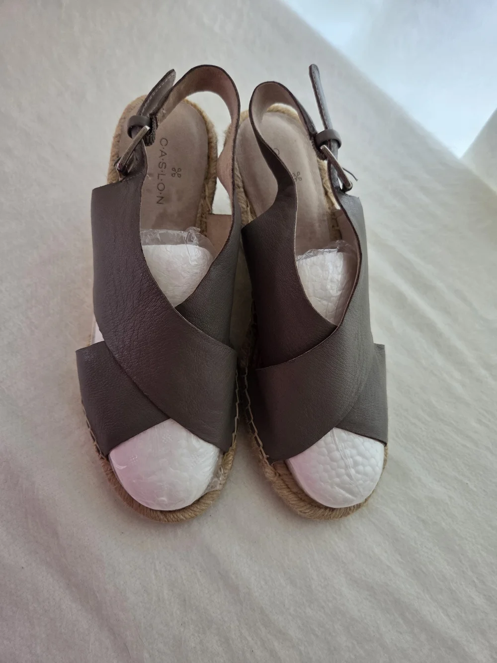 Nordstrom Taupe Gray Crisscross Espadrille Slingback Sandals Quality Leather